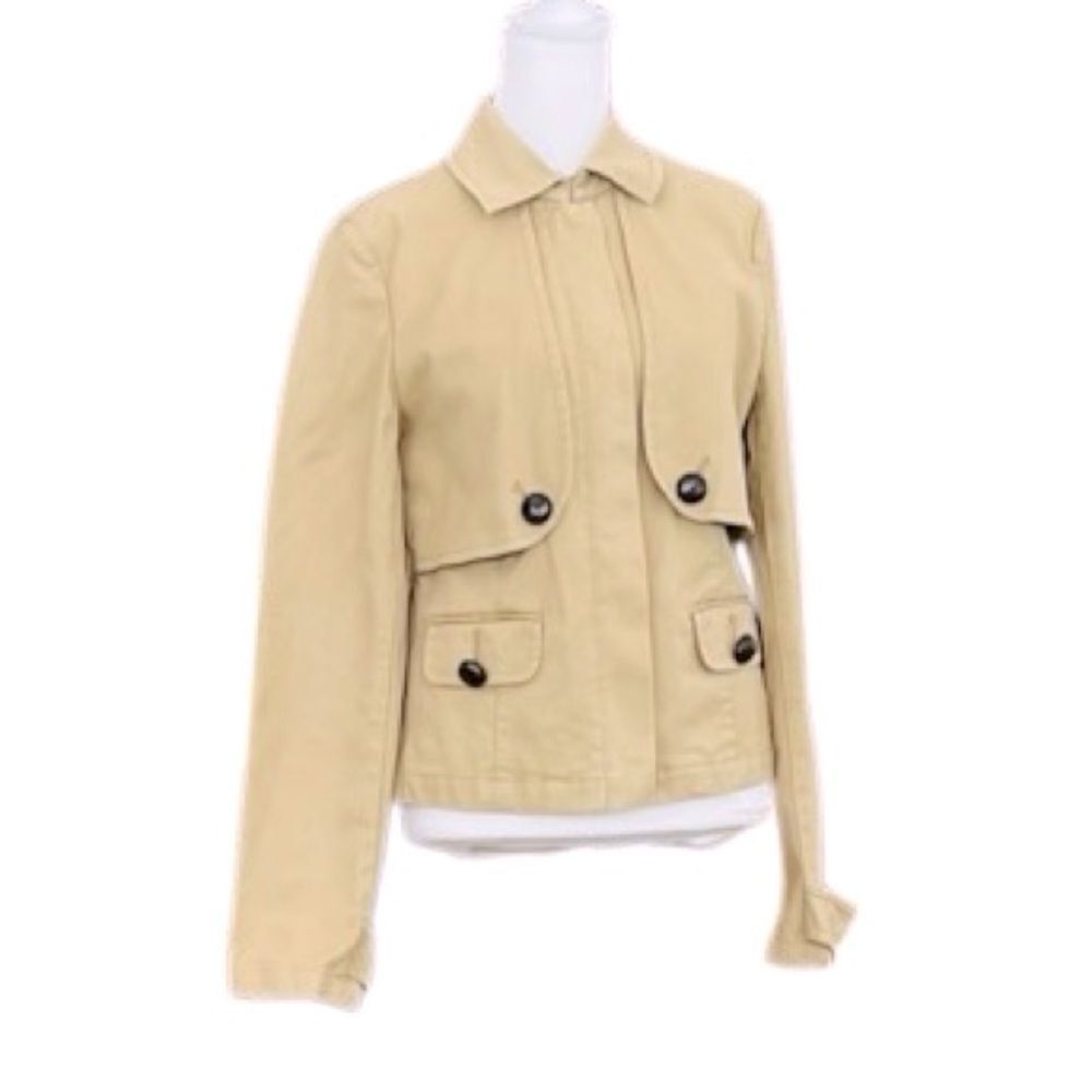 Anthropologie SITWELL Jacket Military Style Beige /Camel, Zip front  Sz 8